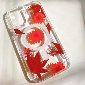 MagSafe Handmade real pressed blue & pink flower clear floral Phone case iPhone 18 17 16 E 15 14 Plus Pro Max 13 Flowers Samsung S 26 25 24 image 18