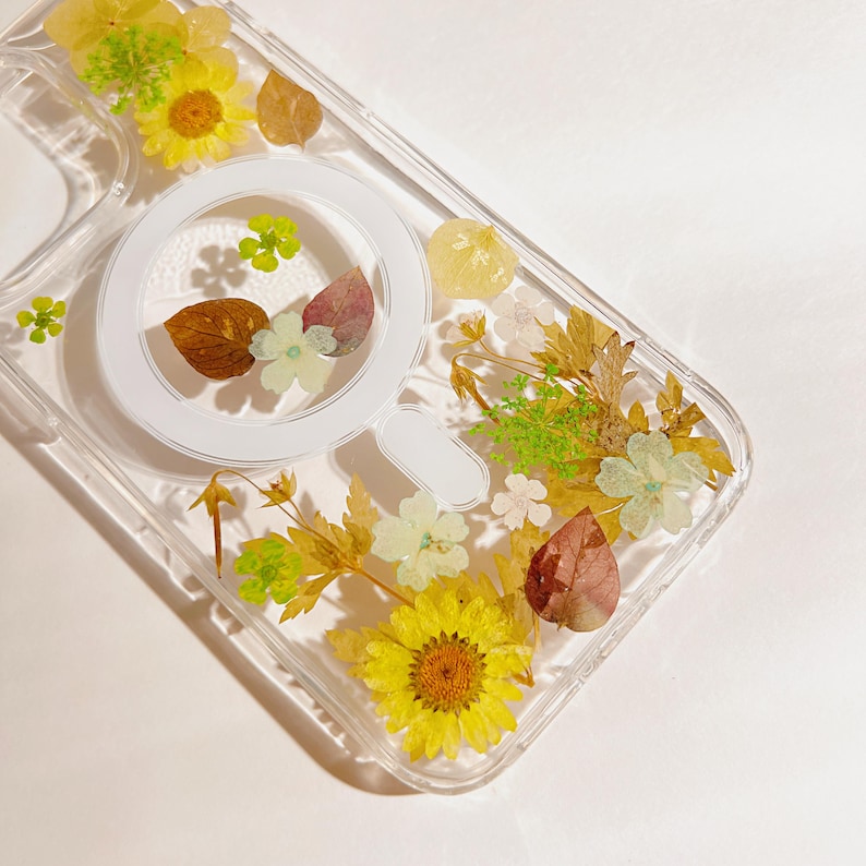 MagSafe Handmade real pressed blue & pink flower clear floral Phone case iPhone 18 17 16 E 15 14 Plus Pro Max 13 Flowers Samsung S 26 25 24 image 20