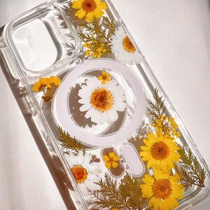 MagSafe Handmade real pressed blue & pink flower clear floral Phone case iPhone 18 17 16 E 15 14 Plus Pro Max 13 Flowers Samsung S 26 25 24 image 13