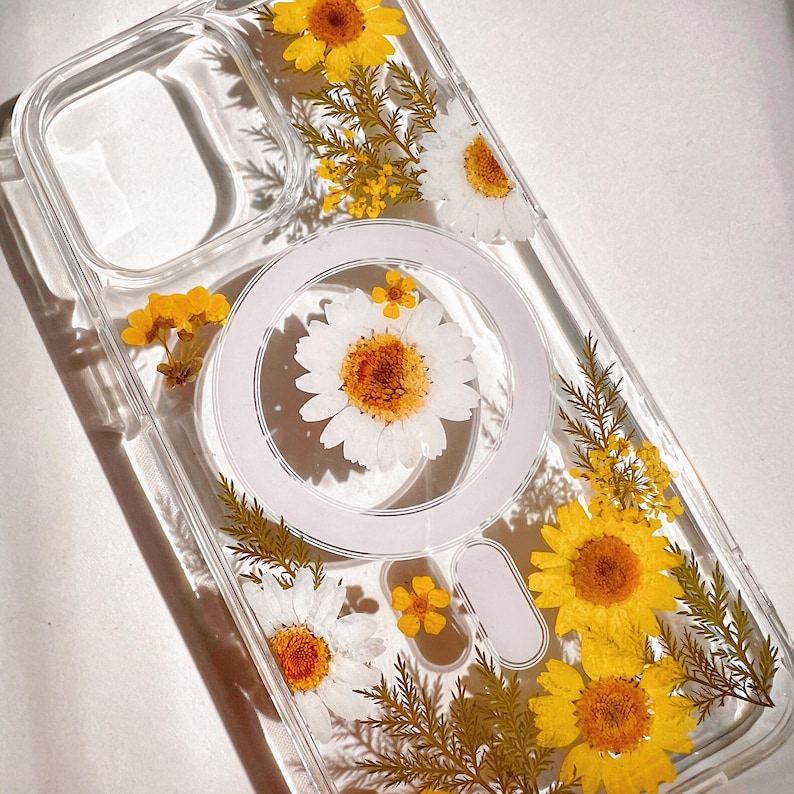 MagSafe Handmade real pressed blue & pink flower clear floral Phone case iPhone 18 17 16 E 15 14 Plus Pro Max 13 Flowers Samsung S 26 25 24 image 13