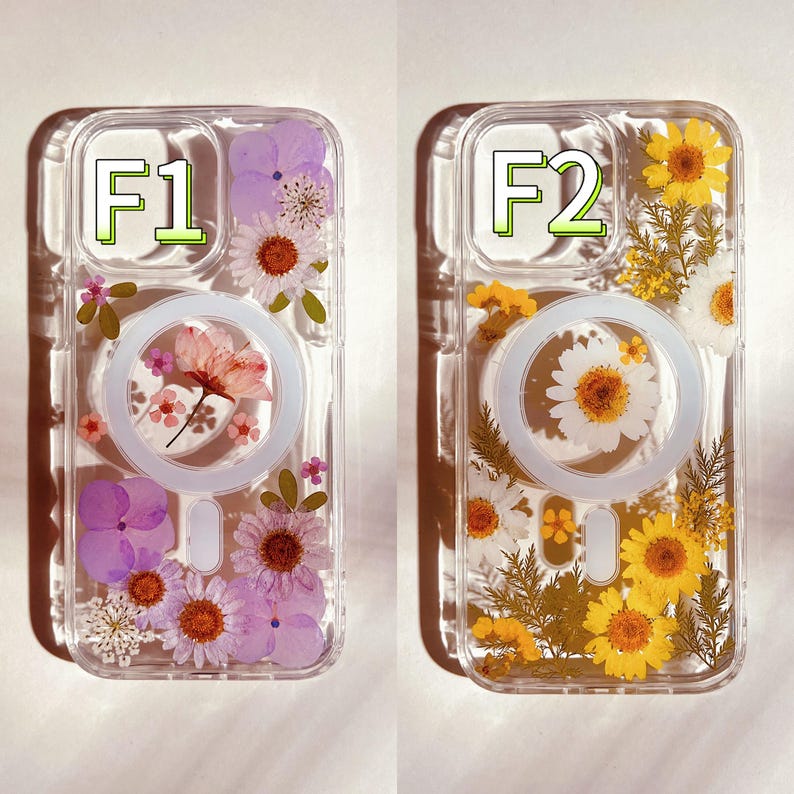 Custodia trasparente con fiori pressati MagSafe per iPhone 17 Air 16 e 15 14 13 12 Pro Max e custodie Ultra Floral per Samsung S 23 24 25 26 immagine 2