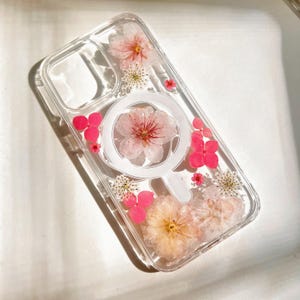 Custodia trasparente con fiori pressati MagSafe per iPhone 17 Air 16 e 15 14 13 12 Pro Max e custodie Ultra Floral per Samsung S 23 24 25 26 immagine 12