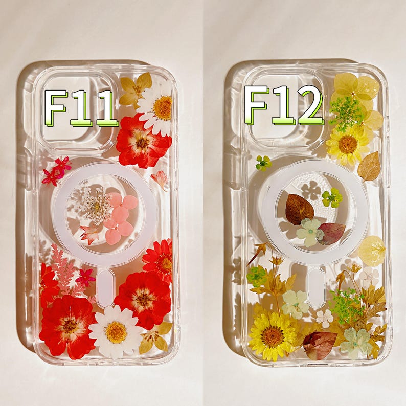 Custodia trasparente con fiori pressati MagSafe per iPhone 17 Air 16 e 15 14 13 12 Pro Max e custodie Ultra Floral per Samsung S 23 24 25 26 immagine 7