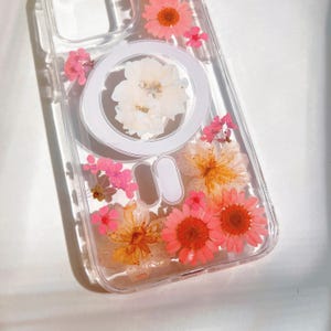 MagSafe Handmade real pressed blue & pink flower clear floral Phone case iPhone 18 17 16 E 15 14 Plus Pro Max 13 Flowers Samsung S 26 25 24 image 16