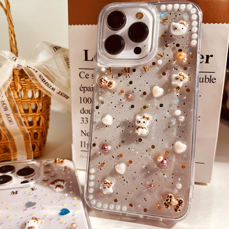 Custom Name Hello Kitty Cartoon 3D Bow Cute Personalized Initials Phone Case For iPhone 17 16 E 15 14 13 Pro Max Samsung s 22 23 24 25 26 image 3