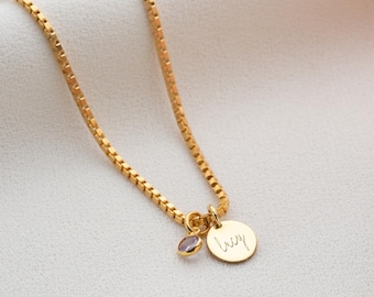 Disc necklace with birthstone Disc necklace personalized with name Disc necklace with birthstone Necklace with engraving