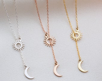 Sun and Moon Friendship Necklace with Sun and Moon Pendant Silver Couple Necklace Sun and Moon Necklace Valentine&#39;s Gift for Women
