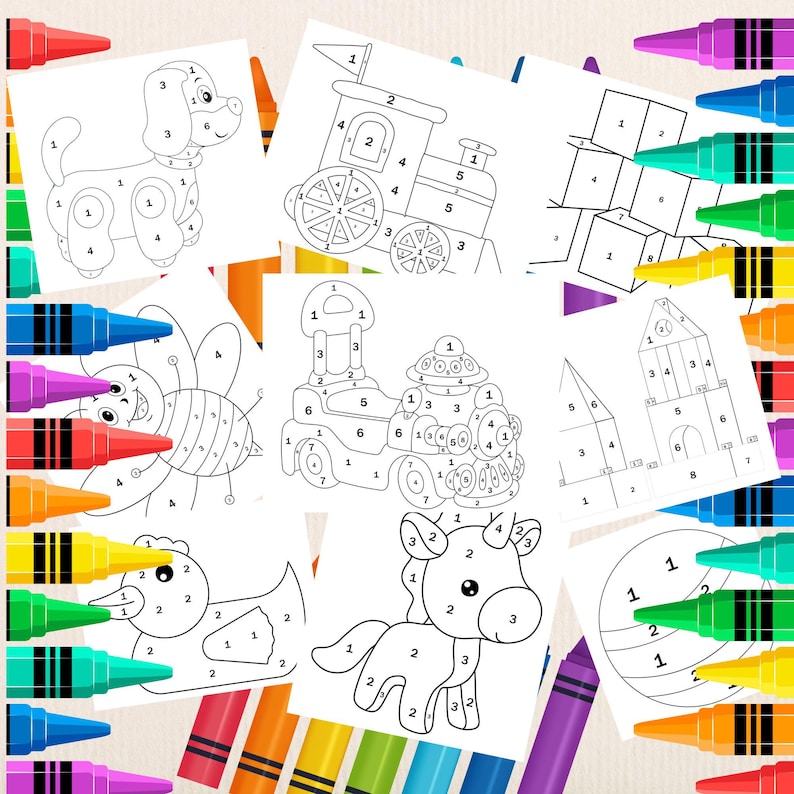 Color by Numbers for Kids - Printable Activity Book, Easy Color by ...