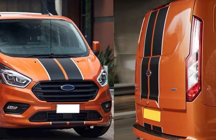 For Ford Transit custom bonnet & rear barn door stripes decals vinyl stickers
