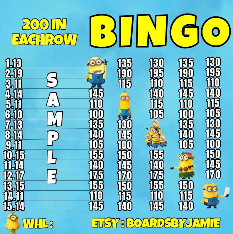 Minion Bingo 200WTA - Etsy