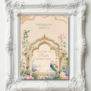 Indian Wedding Welcome Sign | Sangeet Sign | Customizable | Sikh, Hindu, Indian Wedding | South Asian | Jaggo, Maiyan, Sangeet, Mendhi