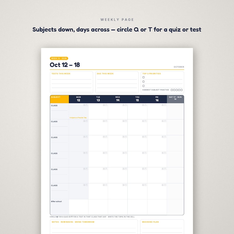2026-2027 Middle School Planner Printable, Dated Student Planner PDF ...