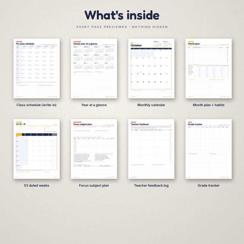 2026-2027 Middle School Planner Printable, Dated Student Planner PDF ...