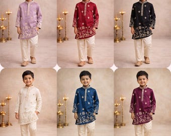 Boys Royal Bloom Raw Silk Kurta Set