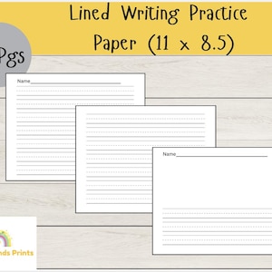 Printable Lined Writing and Drawing Practice Sheets – Writing Paper for Kids (11x8.5 landscape)