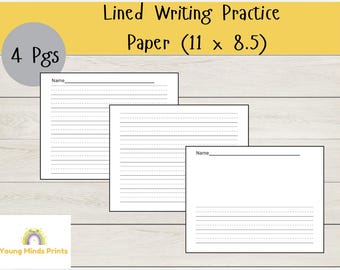 Druckbare linierte Schreib und Zeichen Übungsblätter – Briefpapier für Kinder (11x8,5 Querformat)