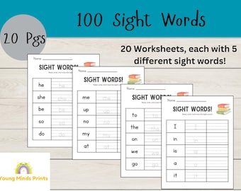 Sight Word Worksheets – Early Reading and Tracing Practice for Preschool & Kindergarten