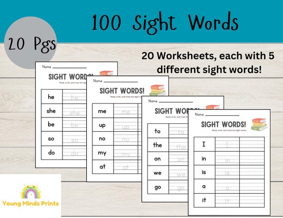 Sight Word Worksheets – Early Reading and Tracing Practice for Preschool & Kindergarten