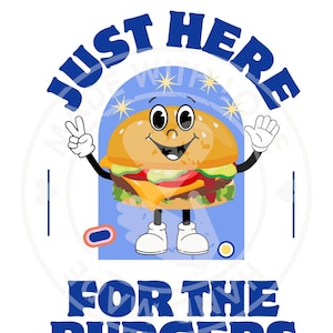 Gerade hier für die Burgers digitale Png Datei, sofortiger Download, lustiges Hamburger Design, grafisches digitales DIY, Feinschmecker, Grill-Liebhaber, lustige Grafik