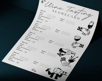 Wine Tasting Scorecard Printable | Bachelorette, Birthday Party Game Night | Vino Rating Activity for Celebrations