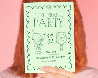 Pickle Party Invitation | Editable Template for Fun & Dill-icious Celebrations | Pickleball, Cocktails, Padel Invite