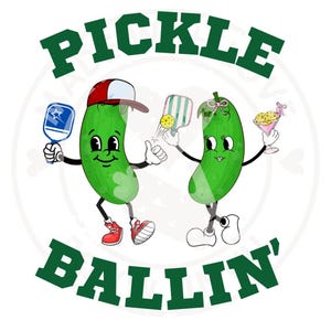 Pickle Ball Pickle Ballin' File PNG digitale, download immediato, design divertente per maglietta aneto, cetriolo, amante dei sottaceti, fai da te grafico, album di ritagli