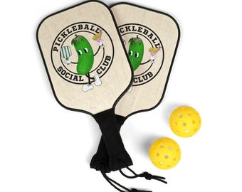 Set da pickleball: 2 racchette e palline in legno - Social Club Design