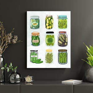 Retro Pickles Küchen Wand Kunst Druck, Pickles Gläser Wandkunst, druckbare Wandkunst, Retro Wohndekor, Küchen Wandkunst, Pickles Print, Pickles