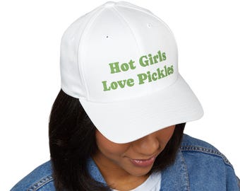 Cap "Hot Girls Love Pickles", Funny Embroidered Hat, Summer Accessory, Gift, Food Lovers, Women