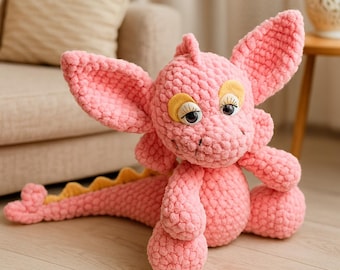 Patron PDF dragon au crochet : tutoriel pour peluche Amigurumi