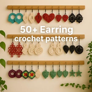 Oltre 50 modelli di orecchini all&#39;uncinetto: boho floreali, geometrici, a foglia (raccolta di modelli in PDF)