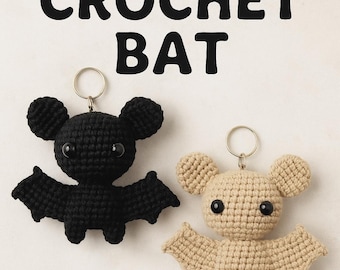 Amigurumi Häkelanleitung für Fledermaus-Schlüsselanhänger - Einfacher Halloween-Plüsch (PDF-Muster)