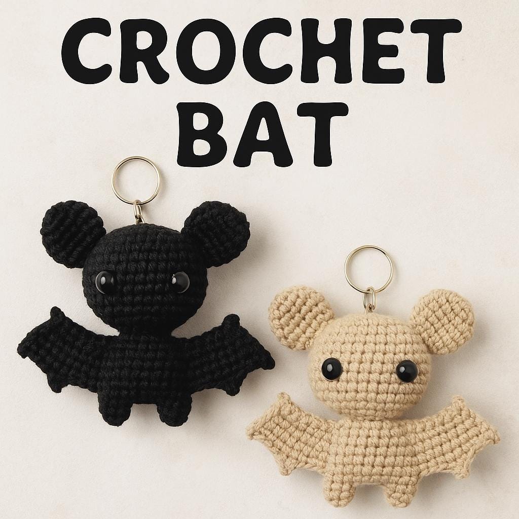 40 Crochet Witchy Stuff Patterns with Hats, Bats, and Ghosts 19 Amigurumi Crochet Bat Keychain