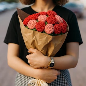 Patrón de ramo de rosas a crochet: Arreglo floral con hilo (Patrón PDF)