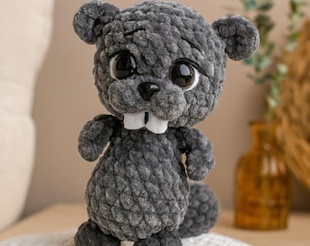 Beaver Amigurumi Crochet Pattern: Velvet Plush Toy (PDF)