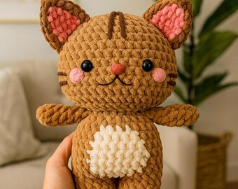Crochet Cat Plush Pattern: Velvet Amigurumi Stuffed Animal (PDF Pattern)