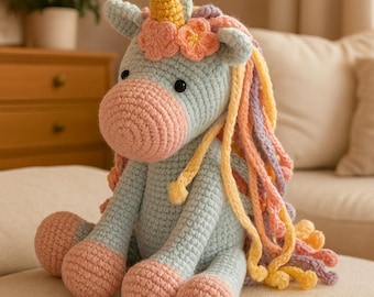 Einhorn Häkel-Amigurumi-Muster: Anfänger-freundliches Plüschtier (PDF-Häkelanleitung)