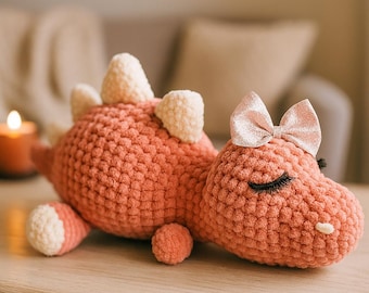 Dinosaur Crochet Pattern PDF, Amigurumi Dino Plush Toy Tutorial (Digital Download)