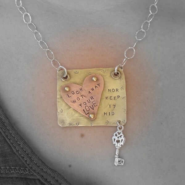 Lock your love-handstamped-riveted-key-necklace