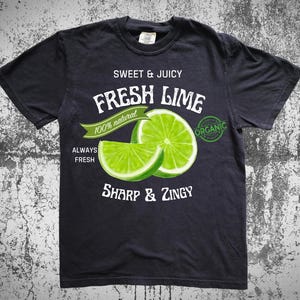 Fresh Lime Retro Commercial Graphic Shirt, Vintage Citrus Fruit Label Tee, Sharp & Zingy Organic Lime T-Shirt, Comfort Colors Gift Tee