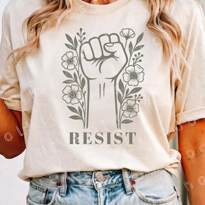 Puño de Resistencia Floral PNG: Clipart de Protesta, Arte Feminista (Descarga Digital)