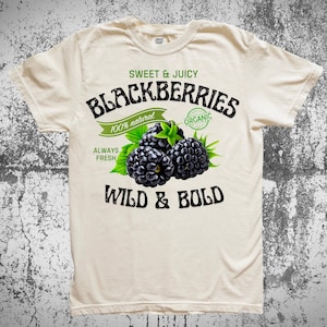 T-shirt graphique rétro Blackberry : chemise vintage Fruit Label Comfort Colors