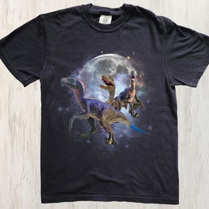 Vintage Velociraptor Graphic Tee: 90s Retro Dinosaur Comfort Colors® Shirt
