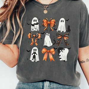 Ghost Cat Comfort Colors Shirt: Retro Halloween Tee