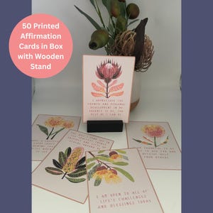 Gratitude Floral Affirmation Cards | Daily Mindset & Self-Care Deck with Stand | Gift for Her | Inspiring Affirmations For Women, 50 Cards