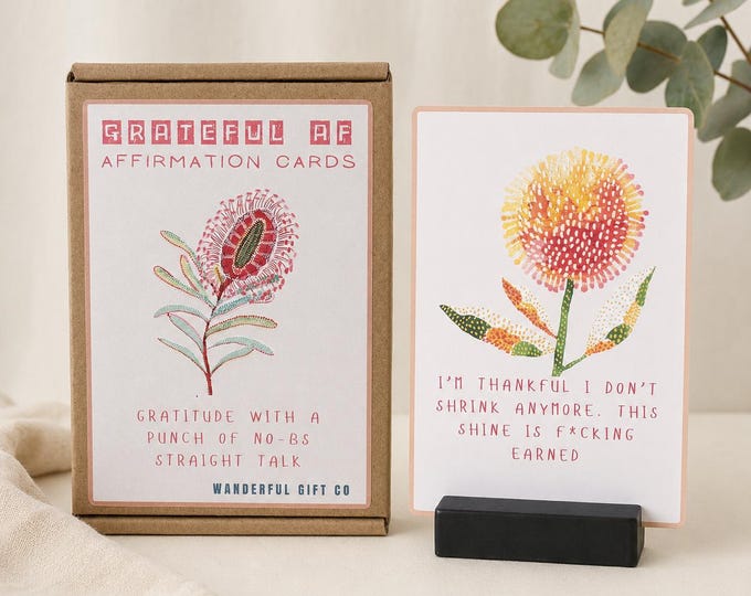 Sweary Gratitude Affirmation Cards, Aussie Wildflowers, Sassy Women Gift