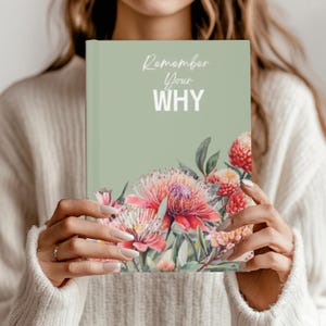 Remember Your Why Journal – Australian Wildflower Lined Notebook, Green Hardcover Motivation Journal, Gift for Women, Tear Out Pages