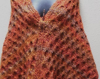 PATTERN for Honeycomb Cable Hand Knitted Shawl/Wrap - Autumn Ablaze