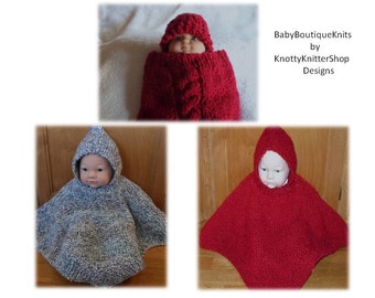 Baby Cocoon & Hat Set AND Poncho Patterns