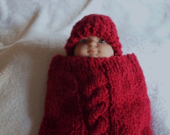 PATTERN - Knit Cabled Baby Cocoon & Hat Pattern